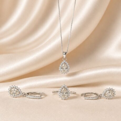 Сребърен сватбен сет Royal Teardrop от три части – Сребро 925