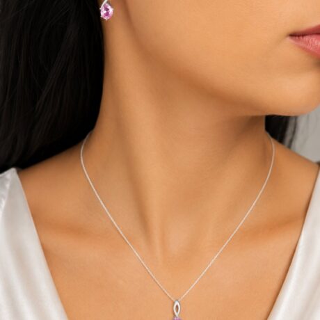 Сребърен комплект Нежна панделка / Silver Pink Ribbon Set